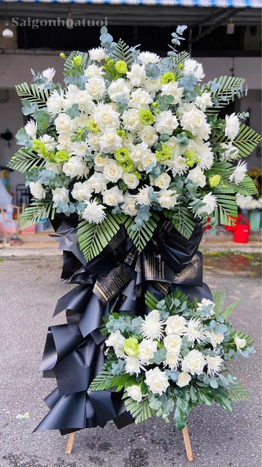 Kệ hoa chia buồn, lẵng hoa viếng đám tang, kệ viếng chia buồn, thành kính phân ưu